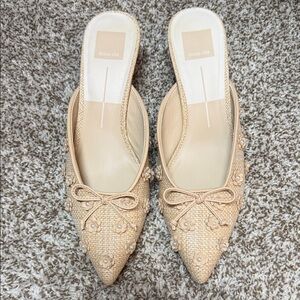 Dolce Vita Cream Mules with Bow Detail